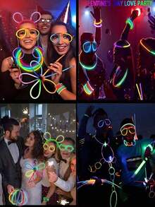 1pc Colorful 8-Inch Party Lighting Items And Decorations Can Emit Light Continuously For 10 To 12 Hours In The Dark. They Can Be Used To Make Bracelets, Necklaces, Etc. They Are Suitable For Parties, Gatherings, Bars, Birthdays, Festivals, Nightclubs, Neon Party Supplies, Party Lighting Supplies, Wedding Party Supplies, Christmas Party Supplies, Christmas Decoration Supplies, Birthday Gifts, And New Year Gifts. - Multicolor - View 4