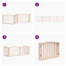 vidaXL 4-Tlg. Hundetor Mit Tür Faltbar 320 Cm Pappelholz - Yellow - View 7