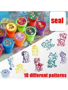 1 Set/10pcs Paw Patrol Stamp Set, Teacher Classroom Reward Stamps, Suitable For Birthday Party Favors Gifts, Fun Stamps For Notebook Stamping And School Homework (Random Styles) - Multicolor - View 4