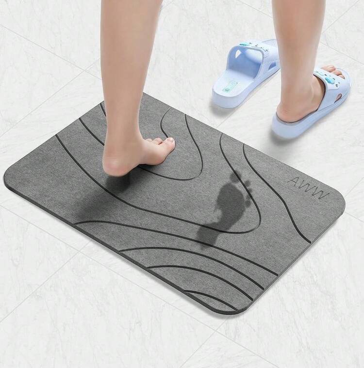 Stone Bath Mat, Diatomaceous Earth Bath Mat, Quick Drying Bath Stone Mats For Bathroom Kitchen, Easy To Clean 23.62x15.47, Grey Shower - 1 - View 2