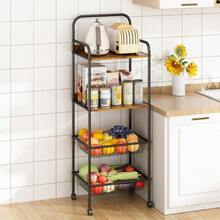 Kitchen Spice TrolleyGILLAS Estante para Cocina con Ruedas 4 Niveles Carrito Organizador de Almacenamiento Cocina con Estante y Cesta Metal NegroKitchen Spice Trolley - como en la foto - Ver 1