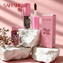 SAM SUGAR Aceite labial 3D en forma de corazón, brillo labial hidratante para difuminar las líneas de los labios, esencia de tinte líquido labial con infusión de agua, apto para todos los tonos de piel, excelente regalo para las fiestas - Multicolor - Ver 4