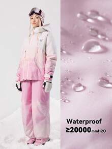 VECTOR MOTION 3层保暖滑雪裤，男女通用，宽松版型，防风，防水，耐磨，透气，适用于单板/双板滑雪 - 淺粉色 - 查看 3