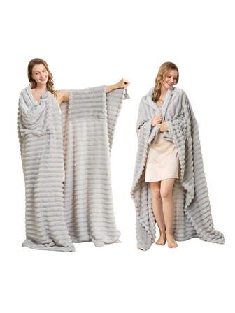 人造毛皮超大号可穿戴毯，柔软舒适，加大尺寸，保暖办公椅/膝毯，寒冷天气适用，居家/办公理想礼物