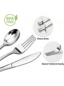 50/25/12 piezas Juego de cubiertos plateados: Cuchillo/Tenedor/Cuchara, Tenedor y Cuchara de ensalada, Cuchara de postre, Cuchara para pasta, Utensilios de servir, Cubertería de cocina, Juego de vajilla, Adecuado para bodas, fiestas de cumpleaños, reuniones familiares, útiles escolares, fiestas escolares, restaurantes, cocinas, cenas de Navidad, eventos de trabajo en equipo al aire libre, también es un gran regalo para familiares, amigos y mayores.