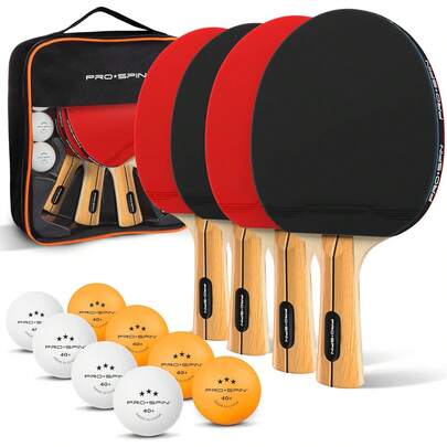 PRO SPIN Ping Pong Paddles - High-Performance Set With Premium Table Tennis Rackets, 3-Star Ping Pong Balls, Compact Storage Case |   Professional Quality Ping Pong Paddle Set |   Indoor & Outdoor Games