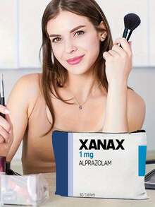 1 pezzo Borsa portamedici Leksal Xanax di Leksal - Organizer per compresse di Alprazolam da 1 mg con chiusura lampo sicura, borsa per il trucco, borsa stampata, borsa per il deposito, bustina cosmetica per piccoli oggetti, borsa da viaggio, borsa per il trucco, borsa per cosmetici, necessaire da viaggio, accessori da crociera, accessori per le vacanze per uomo e donna