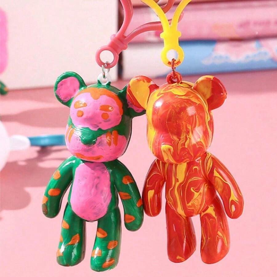 OBOVAY DIY Fluid Bear Handmade White Mold Doll Figurine, Home Room Decor, Doll Model Gift - Multicolor - View 1