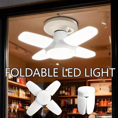 1/2/4pcs LED Bulb Ceiling Fan Blade Timing Light, AC85-265V 28W Foldable LED Bulb Ceiling Light, Suitable For Warehouse, Factory, Home, Bar, Restaurant And Hotel Decoration