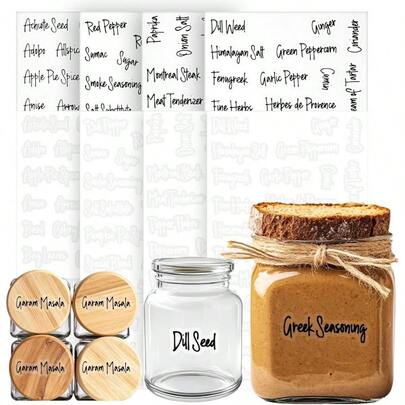276pcs Food Pantry Labels, Spice Labels Stickers Kitchen Container Storage Labels Organizing Salt Pepper Seasoning Storage Bins Jars