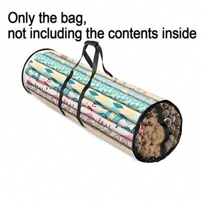 PVC Gift Wrapping Paper Storage Bag With Top And Side Handles Wear-Resistant Tubular Container Organizer For Gift Packaging And Decoration