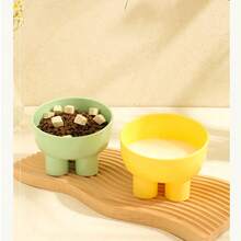 2 artículos: Soporte para el cuello con forma de pata de elefante; comedero/utensilio de alimentación antivuelco. - Verde + Amarillo 450 ml - Ver 4