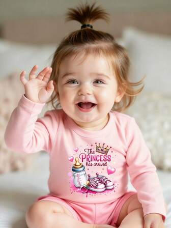 1件婴儿及幼儿女童休闲印花圆领长袖T恤，夏季童装 - 可爱的T恤，为每个孩子带来欢乐！趣味十足、色彩缤纷的T恤激发每个宝宝的想象力