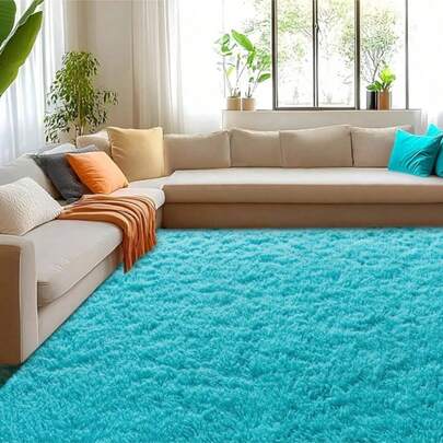 Soft Fluffy Area Rug For Living Room Bedroom, Teal Blue Plush Shag Rugs, Fuzzy Shaggy Accent Carpets For Kids Girls Rooms, Modern Apartment Nursery Dorm Indoor Furry Decor