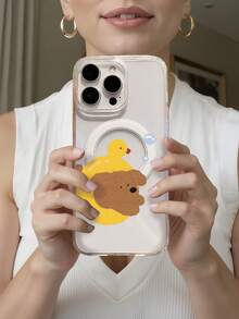 Funda Magnética Transparente para Teléfono con Patrón de Tema de Patito Amarillo y Oso Compatible con  16,  16 Pro,  16 Más,  16 Profesional Max,  15,  15 Más,  15 Pro,  15 Profesional Max,  14,  14 Más,  14 Pro,  14 Profesional Max,  13,  13 Pro,  13 Profesional Max,  12,  12 Pro,  12 Profesional Max, adecuado para las temporadas de primavera, verano, otoño e invierno. Más adecuado para hombres Mujer Halloween Navidad Día de San Valentín Regalo para familiares y amigos, funda de teléfono única con apariencia de alto valor, carga más conveniente. - transparente - Ver 1