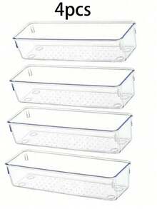 4 piezas Caja de almacenamiento transparente para tazas y cucharas, adecuada para utensilios de cocina y organización del hogar - Multicolor - Ver 9