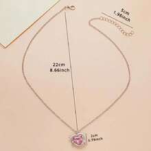 Fashion Pink Heart Synthetic Pendant Necklace Christmas Gift Synthetic Gemstone Jewelry - Bạc - Xem 4