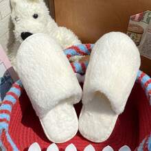 Papuci de pluș albi noi pentru toamnă/iarnă, papuci calzi și confortabili, papuci de interior, papuci pufoși - alb - Vizualizare 6