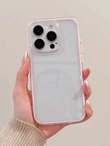 苹果智能时尚手机壳，高端质感，三合一加厚硬质材料，彩色纯色边框，个性化创意粉色、白色、黑色、蓝色、绿色可选，简约防摔，全包覆透明手感，彩色手机壳，兼容