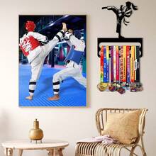 1pc Taekwondo Medal Display Rack, Metal Wall Decor Storage Rack, Athlete Gift