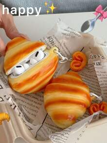 1个趣味硅胶3D羊角面包造型保护套，兼容苹果第一代/第二代蓝牙耳机。兼容苹果蓝牙耳机1/2/3/4/Pro/Pro（第二代），耳机保护套，保护套