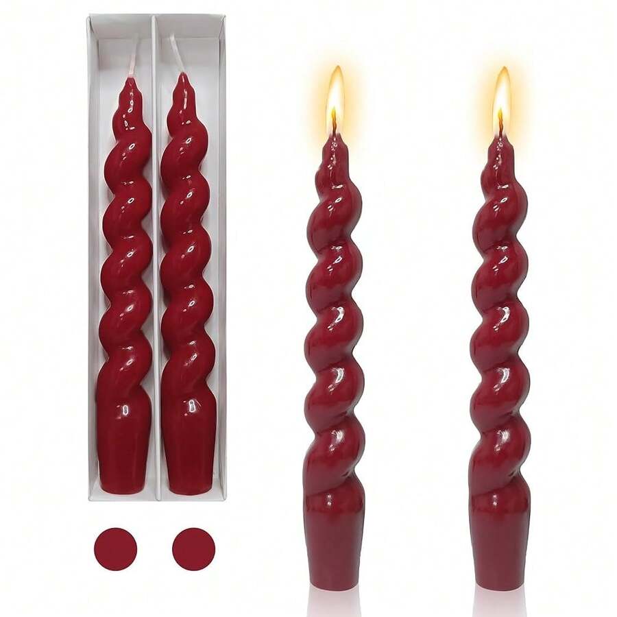 Short Taper Candle Red Candlesticks,7inches Spiral Tapered Candles Cute Candle Sticks Small Twisted Candlestick For Holiday Wedding Party Women Gifts(2-Deep Red){Inchcolor_nameinch:InchRedinch,Inchsize_nameinch:Inch7INCHinch} - 紅色 - 查看 1