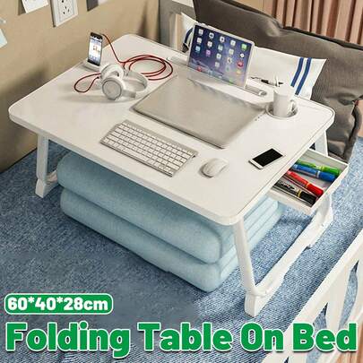 Aimall Folding Bed Desk Floor Computer Small Table Portable Adjustable Sturdy Durable