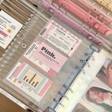 A6 拡大透明グリッター PVC ルーズリーフシェルカラークリップナローバージョンルーズリーフブック 3inch 6inch Guka ブック小さなカード収納 - ダスティブルー - チェックする 2