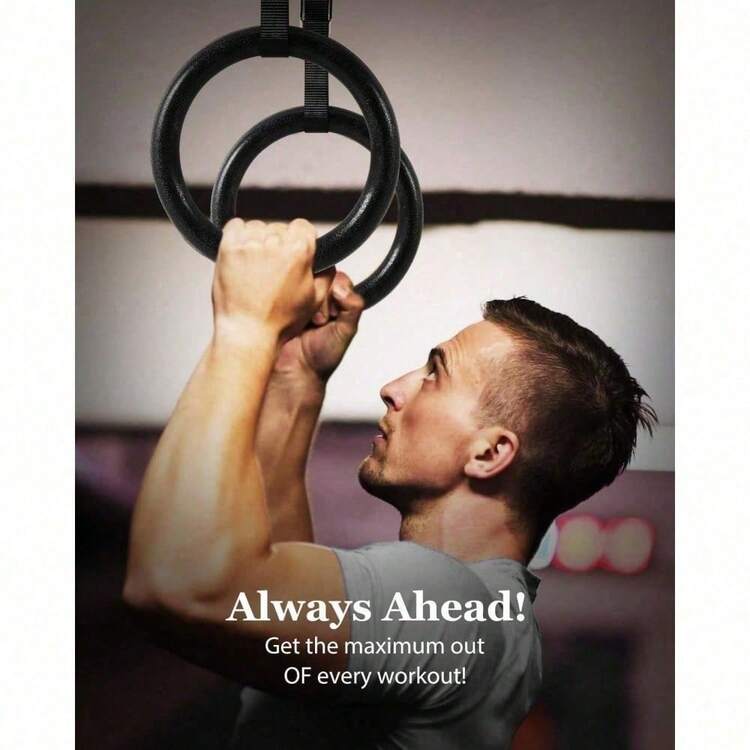 High-Grade Gymnastic Rings Pull Up Rings For Strength Training, Adjustable Nylon Straps, Gym Rings For Home Gym, Cross Fit, Fitness, Muscle Building - Black - View 9