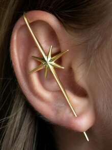 1pc Fashionable Star Copper Earrings, Suitable For Women's Casual, Music Festivals, Concerts, Parties, Office Wear (Fits Thick Ear Piercings) - Multicolor - View 1