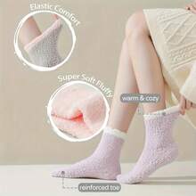 15 Pairs Women's Thermal Socks - Extreme Cold Protection Winter Socks With Anti-Slip Silicone Grip, Pastel Colors Non-Slip, Shape-Retaining For Everyday, Gym, Postpartum - Ideal Christmas/HolidayGift In Gift , Everyday Warm Socks, Plush Texture Design, Antislip Construction - Multicolor - View 4