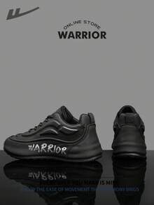 Warrior Comfortable Street Style Thick Soled Men's Shoes Autumn And Winter Comfortable Running Shoes Modest Style Casual Yet Sleek Sneakers Applicable Throughout The Year Wear-Resisting All-Day Wear Training Sneakers - Black - View 4