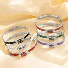 1 chiếc vòng tay bạc hình chữ H dành cho nữ, trang sức tinh tế, món quà tuyệt vời nhất dành cho phái nữ vào dịp Lễ Phục Sinh, Giáng Sinh, Ngày của Mẹ (Không kèm hộp quà) - Chữ H được viền bằng bạc. - Xem 3