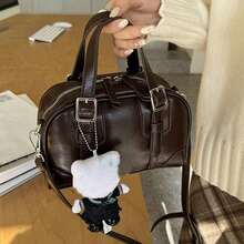 Koreańska torba retro do kręgli PU, koreańska szykowna torebka Boston, torba na ramię, modna, codzienna torba na ramię - Wielokolorowe - Zobacz 3