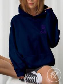 Bear Sweatshirt Be Yourself Be Yourself Humor Bear  3160 - Azul Marino - Ver 4