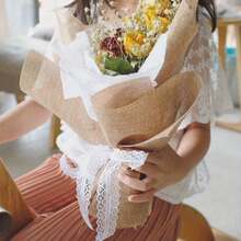 4 Rolls, 10 Yards Per Roll, White Tassel Decoration Set - 4 Lace Designs + Jute Strings, All-In-One Handmade Starter Kit, Suitable For Bridal DIY Gift Wrapping, Bouquet Decor, And Invitation Sealing - White - View 6