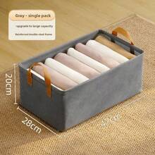 1PC Multi-Color Foldable Wardrobe Storage Box, Super Thick Fabric Storage Box With Solid Handle, Suitable For Multi-Functional Storage Solution Of Clothes, Pants, Sweaters, Very Suitable For Bedroom Wardrobe, Dormitory Shelf Organization, And Birthday Gifts, Holiday Gifts, Christmas Gifts For Relatives, Brothers, Sisters, Friends, Classmates, Colleagues - 灰色-1PC - 查看 1