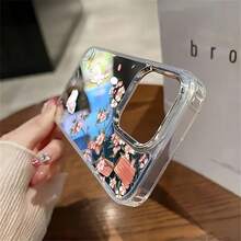 Pink Blossoms Cute Rabbits Element-design phone case, suitable for  models 16, 15, 14 Pro Max, 13, 12, 11, XR, XS Plus phone cases, made of TPU silicone material, providing shock and drop protection, with drop protection function, and has a very good hand feel. It is the most suitable gift for family, friends, and loved ones. - シルバー - チェックする 3