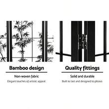 4 Panel Room Divider Folding Wooden Privacy Portable Screen Shelf Dividers Partition Wall Screens Home Pet Child Indoor Balcony Bedroom Furniture Separator Water-Resistant Black - 黑色 - 查看 4