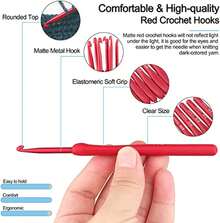 Juego De Agujas De Ganchillo, 5 Ganchillos De Aluminio Con Mango Ergonómico para Hilo De Lana, Talla 6.5-10 Mm