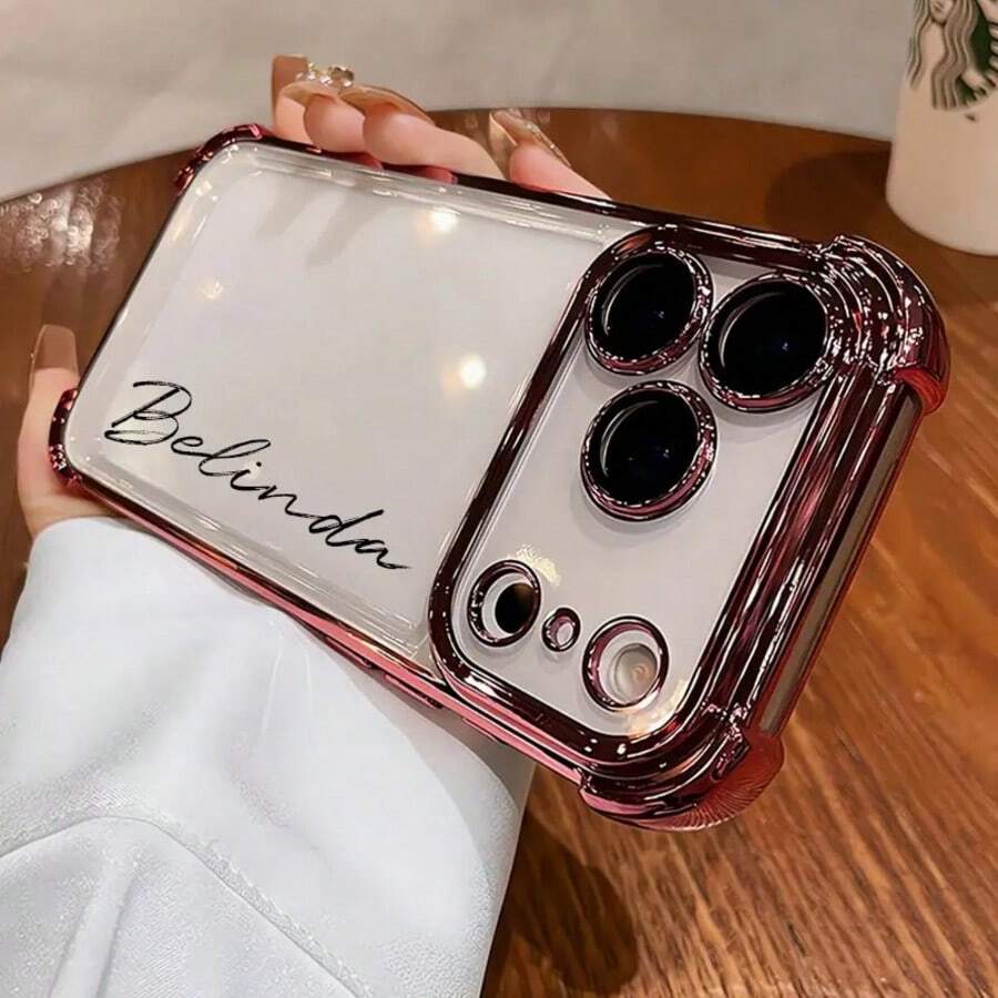 Ốp điện thoại in tên theo yêu cầu, ốp điện thoại vĩnh cửu, ốp điện thoại in chữ tên cá nhân hóa, ốp điện thoại TPU dày dặn mạ vàng có túi khí ở các góc, phiên bản quốc tế, không phải phiên bản nội địa.