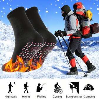 1 Pair Mid-Calf Sport Socks For Winter Activities – Comfortable & Soft Fit, Ideal For Skiing, Hiking, Camping, Travel And Outdoor Adventures