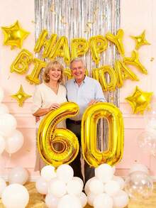 1 set Banderoles et ballons en feuille d'or pour 18e anniversaire, ballons de fête multicolores réutilisables, décoration de fond de fête d'anniversaire intérieur/extérieur, accessoires de décoration photo pour fête d'anniversaire 18e, 40e, 50e, 60e, ballons de décoration d'anniversaire, fournitures de décoration de fête, ballons, convient pour fête d'anniversaire, décoration d'anniversaire, décoration de chambre, décoration de la maison, cadeau d'anniversaire - Doré - Voir 8