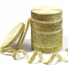 Ruy băng nhung vàng lấp lánh 7-38mm, thích hợp để gói quà Giáng sinh, trang trí ngày lễ, ruy băng nhung dệt bóng nhiều màu sắc hình củ hành. - Vàng - Xem 8