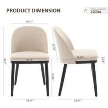 strundghti Upholstered Dining Chairs Set Of 2/4/6,Modern Fabric Kitchen Side Chairs With Thick Cushions And Wood Legs,Comfy Dining Room Chairs With Curved Backrest For Restaurant/Cafe - Beige-4 pcs - View 2