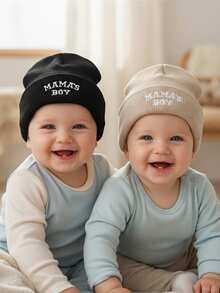 1顶/2顶婴儿针织帽，纯色儿童帽，适合日常佩戴，秋冬季