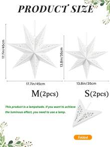 2个/6个纸质星形灯笼，3D镂空悬挂式纸灯罩，适用于装饰窗户、墙壁、圣诞树、吊灯或打造梦幻般的吊顶装饰，适用于婚礼、生日派对、家居装饰、中东节日装饰、开斋节庆祝活动（不含灯泡） - 白色 - 查看 13