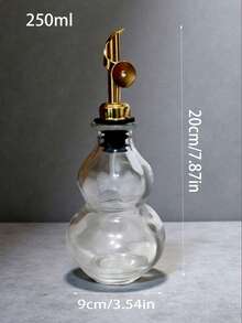 1pc Gourd Glass Oil Bottle, Olive Oil Dispenser Bottle, Coffee Syrup Dispenser, Leak-Proof Oil Pot, Storage Bottle, Seasoning Bottle, Vinegar Bottle, Seasoning Container, Kitchen Accessories, Kitchen Supplies, Lotion Bottle, Soap Dispenser, Coffee Dispenser