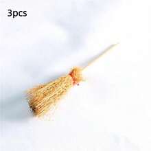 3/6/12件迷你女巫扫帚，扫帚柄，万圣节稻草工艺刷装饰巫师配件，万圣节服装角色扮演派对，迷你姜木扫帚，适合娃娃屋装饰，逼真扫帚，娃娃屋装饰，生日礼物，圣诞礼物，万圣节礼物，圣诞袜填充物，圣诞微缩场景装饰 - 彩色 - 查看 12