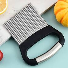 Stainless Steel Crinkle Cut Potato Slicer, Manual Wavy French Fry Cutter With Ergonomic Handle, Kitchen Gadget Tool For Vegetable Chips